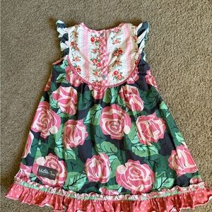 Matilda Jane Pink Floral Dress with Ruffle Accents